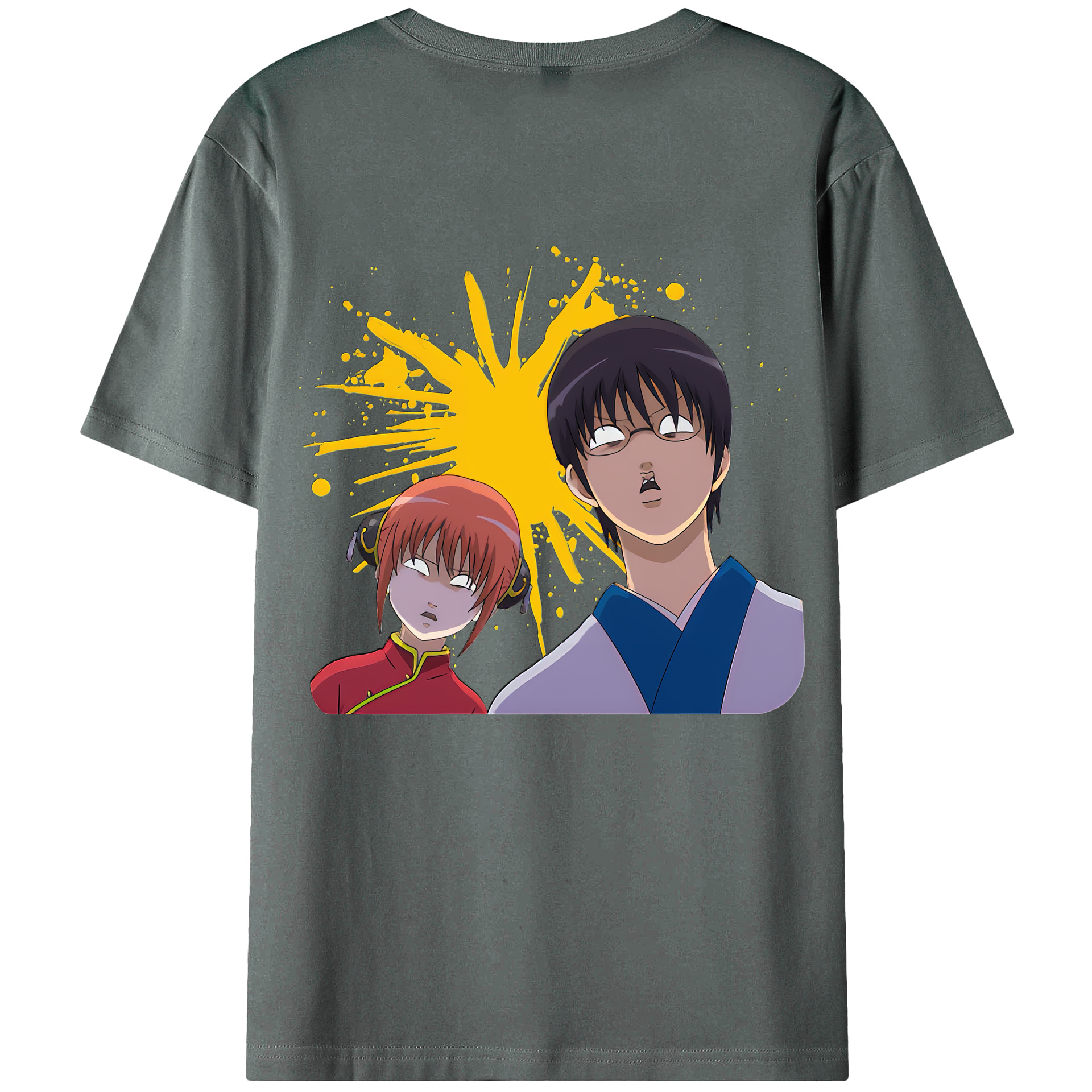 （画像用） ぎんたま 坂田銀時（さかたぎんとき） 神楽 志村新八（しむら しんぱち） GINTAMA Sakata Gintoki Kagura Shimura Shinpachi 綿100％ メンズ半袖Tシャツ（バックプリント） 通気性